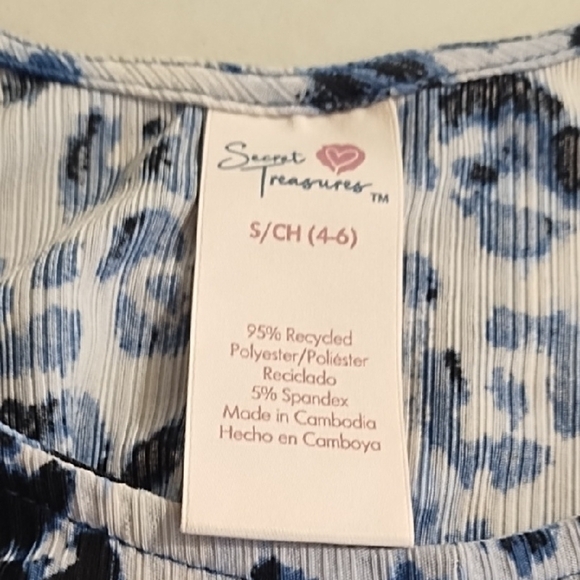 Secret Treasures Blue and Navy/Black Leopard Camisole Shell Top - Picture 6 of 9